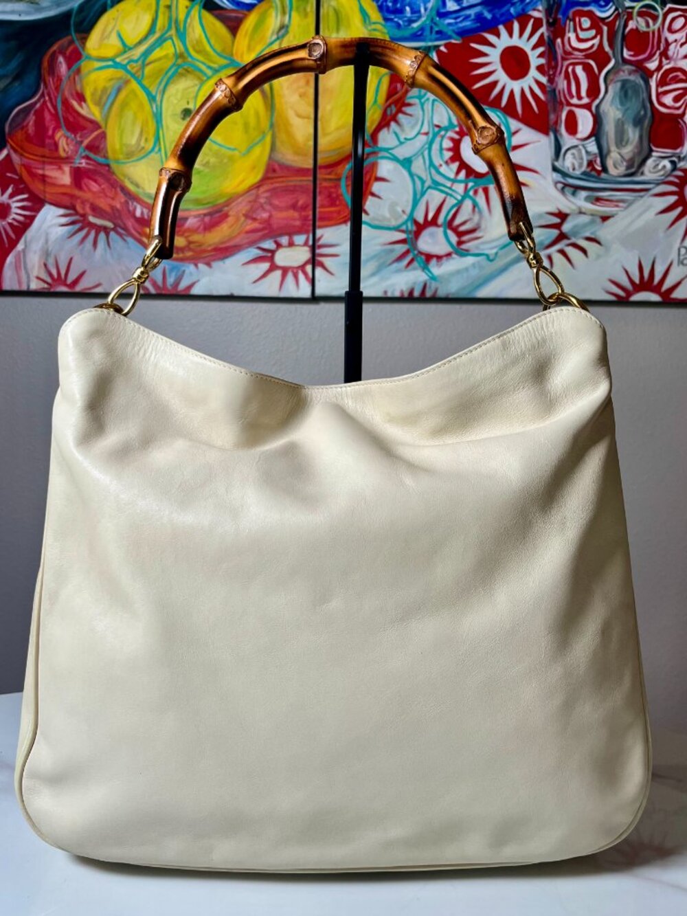Gucci Tom Ford Vintage Y2K Bamboo Cream Calf Leather Hobo - Picture 3 of 16